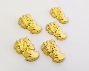 画像2: ns243/ヴィンテージ/ドイツ/ガラスカボション/カメオパーツN/ブラックゴールド/約19×13mm（1個）