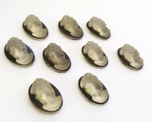 画像3: ns255/ヴィンテージ/ドイツ/ガラスカメオ/フロスト×ブラック/約18×13mm(1個)