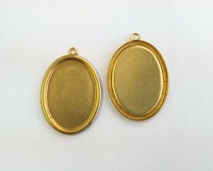 画像1: ブラス貼り付けセッティング/25×18mm/1リング(1個)