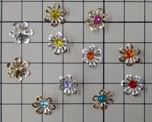 画像2: 訳ありデッドストック/メタルフラワー/シルバー×オレンジ/約11mm（1個）