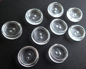 画像1: デッドストック/日本/プラスチックボタン/クリアオーバル/20×18mm